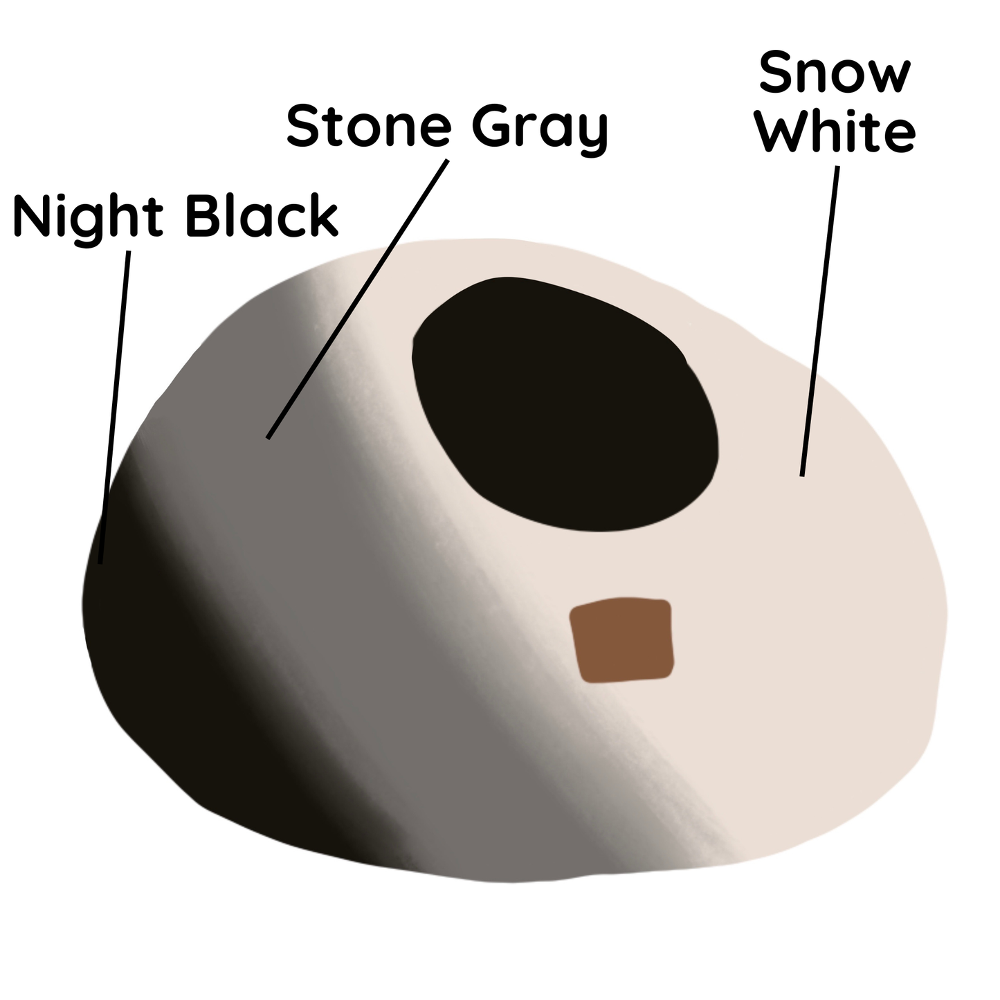 Fade Design | Round Style Cave: Snow White / Stone Gray / Night Black