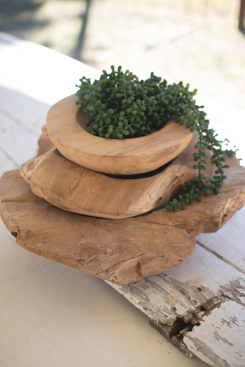 Rustic Teak Bowls | Set of Three