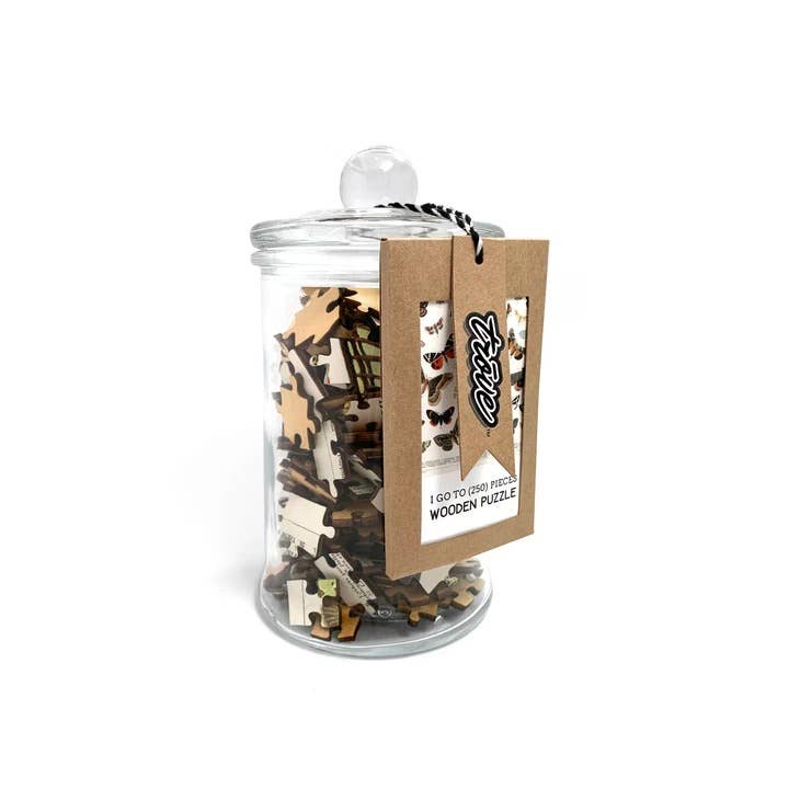 Wooden Puzzle: Butterflies + Moths in Glass  Jar