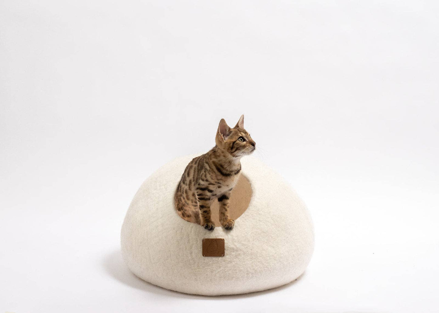 Premium Felted Wool Cat Cave Bed - Snow White | Regular