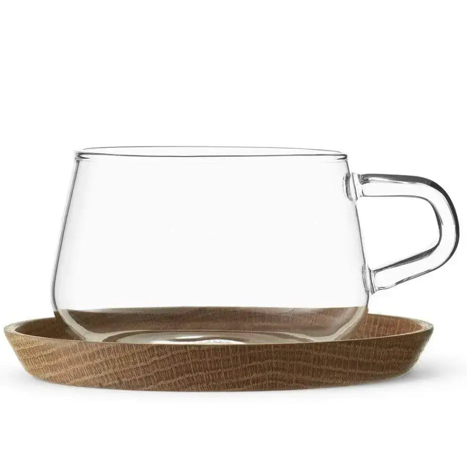 Glass Tea | Coffee Cup & Wood Saucer Set