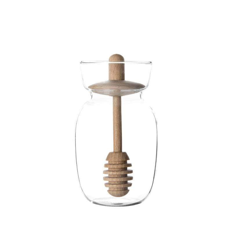 Glass Honey Jar with Wood Lid | Dipper